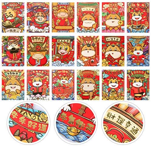 36 יחידות סיני חדש שנה אדום מעטפות מזל כסף כיסים הונגבאו 2021 גלגל המזלות שור חדש שנה כסף מנות מתנה לילדים אביב פסטיבל יום הולדת סיני מתנות