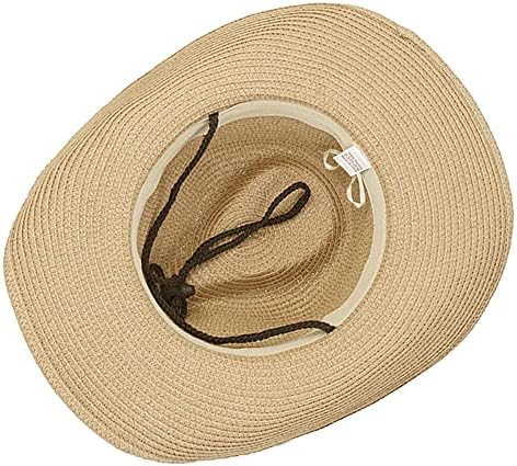 נשים כובע קאובוי בוקרי מערבי מערבי כובע השמש הבוקרת עם חבל חגורה ניתנת לניתוק קיץ חיצוני