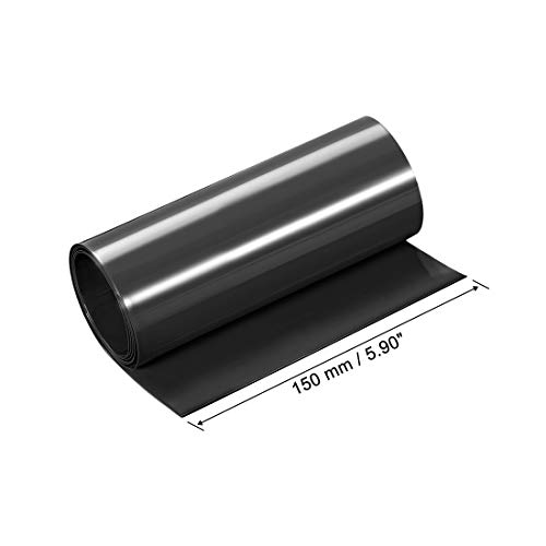 UXCell PVC חום צינור מכווץ 150 ממ ניילון רוחב שטוח לשכבה כפולה 18650 1 מטר שחור