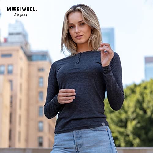 שכבת בסיס נשים Meriwool לנשים שרוול ארוך הנלי - חולצה תרמית צמר מרינו קל משקל
