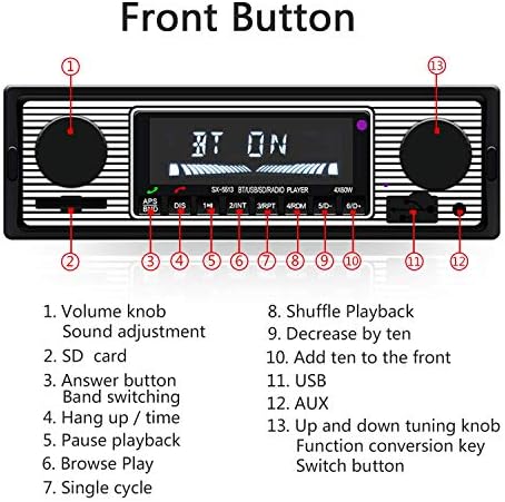 מערכות אודיו Bluetooth Synity Setterio Stereo Stereo Multimedia MP3/USB/SD/AUX, מקלט רדיו AM/FM, שיחות חופשיות ידיים, מיקרופון מובנה רדיו רדיו רדיו נגן רדיו עם שלט