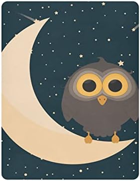 Alaza לילה טוב ינשוף חמוד ינשוף ירח ירח עריסה סדיני עריסה מצוידים לבסינט לבנים פעוטות תינוקות, גודל סטנדרטי 52 x 28 אינץ '