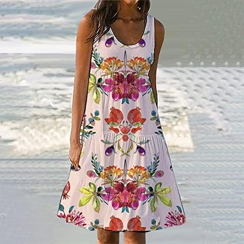 שמלות קיץ של FQZWONG לנשים 2022, חופשת חוף מזדמנת טרנדית טרנדית זורמת ללא שרוולים זורמת שמלות הטרופיות הוואי