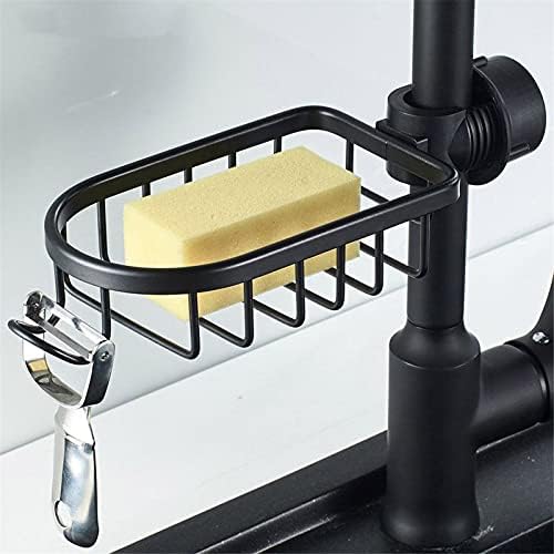 Jkuywx מדף אמבטיה שחור אחסון מקלחת אחסון סל אחסון מתלה מתכוונן מדף ניקוז לניקוז מתלה לאחסון מטבח.