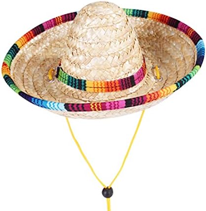כובע קש לחיות מחמד בעבודת יד עם קצה צבעוני רצועת סנטר מתכווננת כובע שמש יפה
