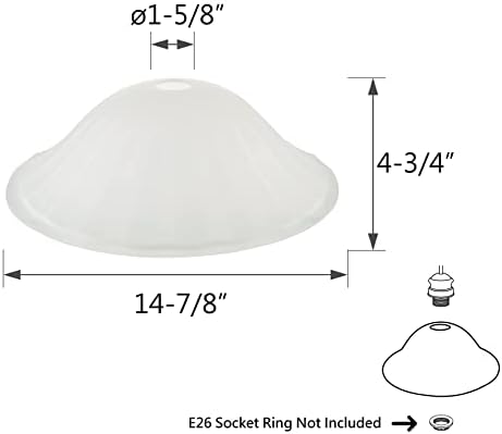 אספן יצירתי 23117-01 חלבית מעבר סגנון החלפת זכוכית צל עבור בינוני בסיס שקע לפיד מנורה, שלל מנורת תליון, 14-7/8 קוטר איקס 4-3/4 גבוהה, 1 חבילה