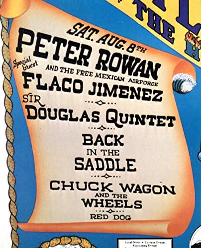 אממילו האריס פיטר רואן פוסטר קונצרט מקורי 1981 מוסיקה בפסטיבל האחו עמק גראלי CA כולל COA