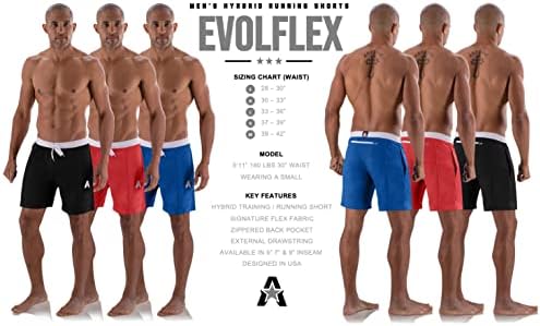 המנון אתלטיקה Evolflex אימון מכנסיים קצרים גברים 7 אינץ 'סיד וכיסים אחוריים - אימונים, אתלטי, ריצה, מכנסי כושר