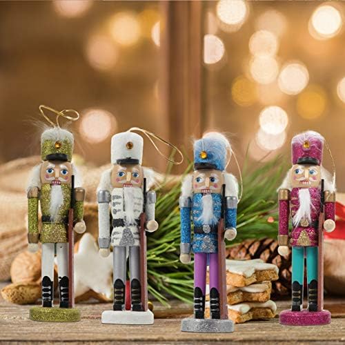 5 יחידות חג המולד מפצח אגוזים קישוט קישוטי עץ מפצח אגוזים דמויות מפצח אגוזים צלמיות צעצוע חג המולד לטובת מסיבת מתנות חג המולד תיק מילוי