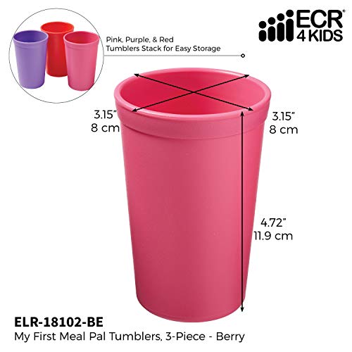 ECR4KIDS ELR-18102-יהיה הארוחה הראשונה שלי כוס שתייה-כוס BPA ללא מדיח כלים, כוסות ערימה, כוס ילדים סט לתינוק, פעוט וילדים-3 חבילות, ברי