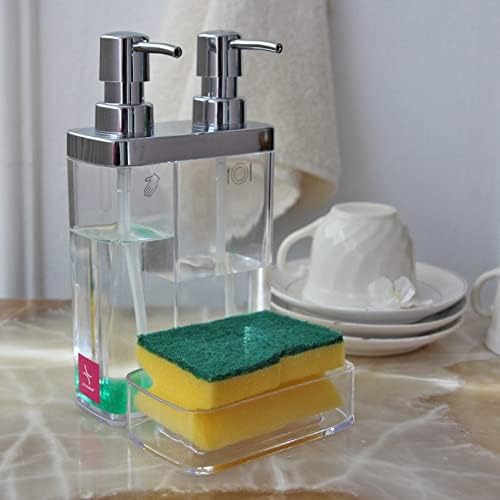 מתקן סבון סבון כפול נוזל מתקן סבון דטרגנט מתקן אקרילי מחזיק ספוג מטבח אביזרי אמבטיה מטבח מתקנת קרם מחדש