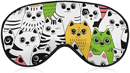 מסכת עיניים של חתולים צבעוניים לכיסוי עיוורון עם שינה עם כיסוי עיניים עם רצועה מתכווננת לגברים נשים נוסעות יוגה תנומה