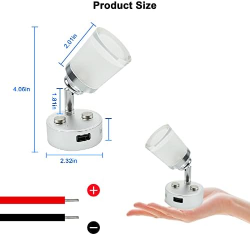 Landsin RV אורות קריאה LED 12V גופי גופי עם יציאת USB לעומק קרוואנים קרוואנים אור לחניך, טנדר, סירה ומוטו מתכוונן בקרת מגע אורות לבנים חמים 2 פאק