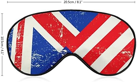 דגל בריטי ואמריקני מודפס מסיכת עיניים שינה כיסוי עיניים מכוסות עיניים עם רצועה מתכווננת לטיולי טיול תנומה לגברים נשים