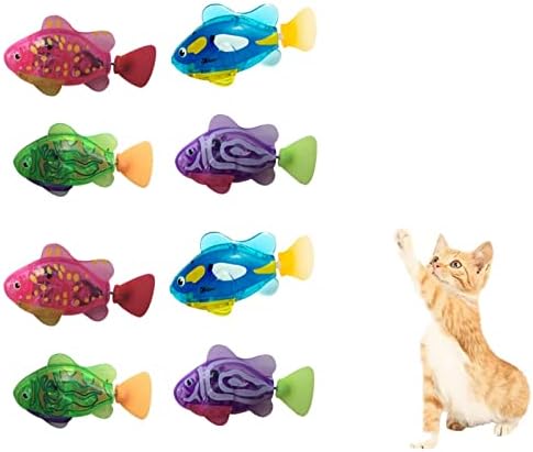 דגי רובוט Hiccval לחתולים, צעצועים לחתולי דגים אינטראקטיביים לחתולים מקורה משחקים, צעצוע חתולי מים לחתולים מקורה, העשרת חתולים חתולים חתולים חתכים קיטי צעצועים דגים עם 8