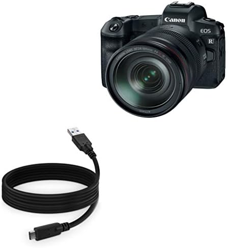 כבל גלי תיבה התואם ל- Canon EOS R - DirectSync - USB 3.0 A ל- USB 3.1 סוג C, USB C מטען וכבל סנכרון עבור Canon EOS R - 6ft - שחור