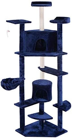 גבוה 80 כחול כהה חתול עץ הדירה ריהוט שריטה הודעה לחיות מחמד בית מגדל מוט