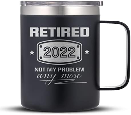 מתנות פרישה 2022 לגברים ולנשים, מצחיק בדימוס 2022 לא הבעיה שלי עוד כוס ספל קפה מתנה 14 עוז שחור, פורש רעיונות בהווה לעמיתים לעבודה, בוס, בעל, אבא, מורה, רופא