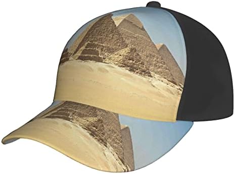 בציר גדול מצרי פירמידת מודפס בייסבול כובע, מתכוונן אבא כובע, מתאים לכל מזג האוויר ריצה ופעילויות חוצות שחור