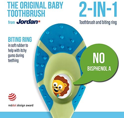 ג'ורדן שלב 1 מברשת שיניים לתינוק, 0-2 שנים, זיפים רכים, BPA בחינם