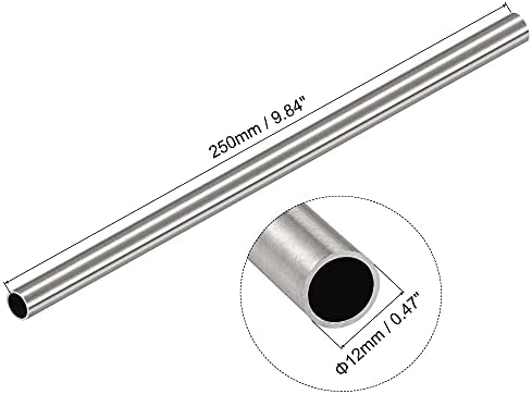 uxcell 304 צינור עגול נירוסטה 12 ממ OD 0.5 ממ עובי קיר 250 ממ אורך