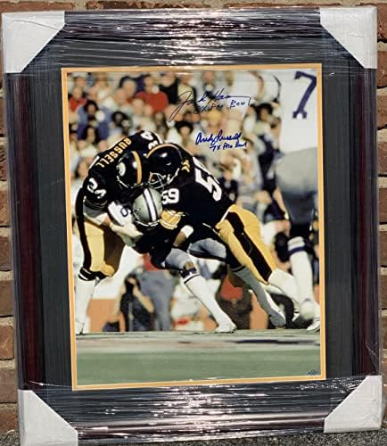 ג'ק חזיר ואנדי ראסל פיטסבורג סטילרס כפול חתום על 16x20 תמונה ממוסגרת - COA - תמונות NFL עם חתימה
