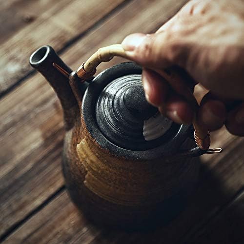 קיבולת גבוהה בתה 600 מל סינית מסורתית רטרו צבועת ביד קרמיקה סיר תה במבוק ידית חרסינה קומקום