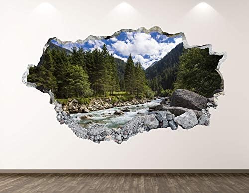 מדבקות קיר של נהר ההר דקור אמנות 3D 3D מדבקת נוף נוף קיר חדר ילדים מתנה בהתאמה אישית BL122