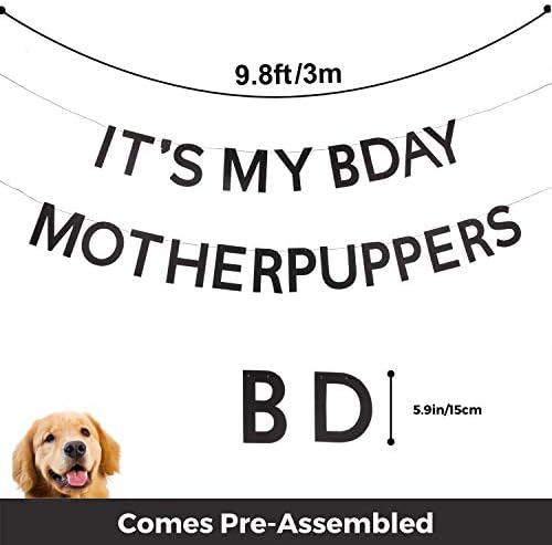מסיבה 101 נצנצים שחורים זה יום ההולדת שלי אמא בובות באנר-ציוד למסיבת יום הולדת לכלבים-קישוטים למסיבת גור-לבנים ובנות-באנר ליום הולדת שמח לכלבים