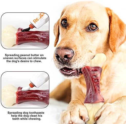 Xbeing צעצועי כלבים לעיסות אגרסיביות, צעצועים לעיסת כלבים בלתי ניתנת להריסה, צעצוע עצם כלב לא רעיל של מזון כדי להפחית את השעמום, לרוב הגזע הבינוני והגדול ביותר