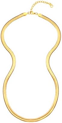 אמטו 18 קראט מצופה זהב אמיתי שרשרת נחש שטוחה שרשרת קולר אדרה לנשים