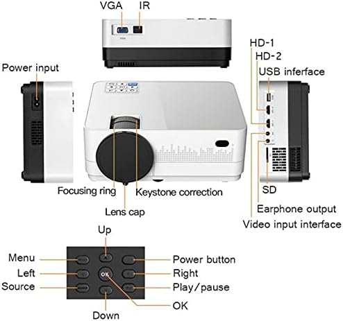 מקרן Walnuta Led Mini Micro ניידים וידאו HD מקרן עם USB לקולנוע קולנוע קולנוע משחק