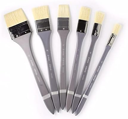 DJASM 6 אמן חתיכות מברשת שטוחה מברשת שמן ציור ציור סט עבור צבעי מים DIY גרפיטי מברשת מברשת מברשת (צבע: A, גודל