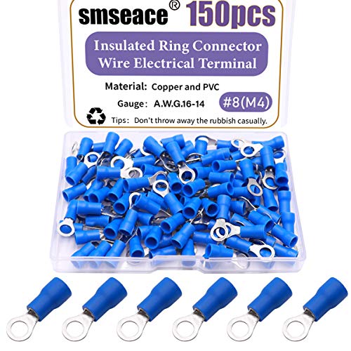 150 יחידות 10 מבודד טבעת מסופי כחול סוג חוט מחבר חשמל מלחץ מסוף 16-14 מחברים מבחר ערכת קרוואנים 2-5