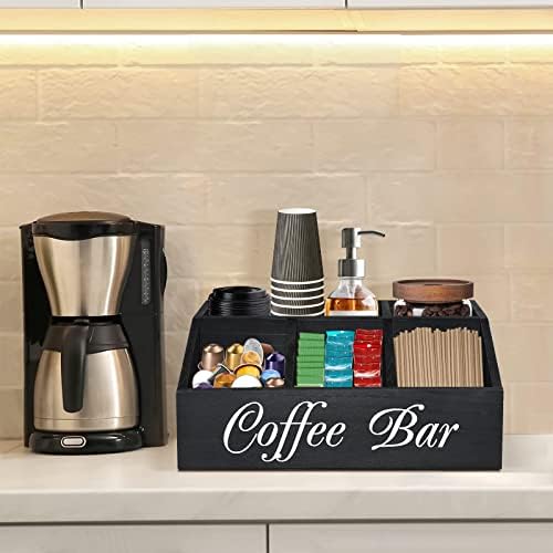 קפה תחנת ארגונית קפה בר ארגונית עבור דלפק, עץ קפה תרמילי מחזיק אחסון סל, קפה ותה תבלין אחסון ארגונית, כפרי קפה בר דקור עבור קפה אביזרי ארגונית