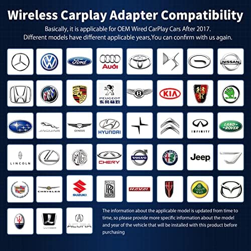 מתאם Carplay Wireless Wireless Carplay & Android Auto מתאם 3 ב 1 בכושר למכוניות Carplay של Carplay Factor