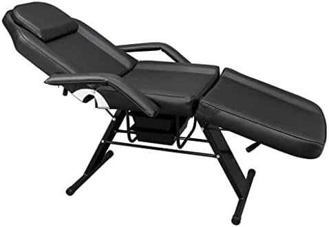 כיסא ספר קעקוע דו-תכליתי מתכוונן סלון יופי מיטת עיסוי ספא עם מגירה 185 על 82 על 80 סמ שחור