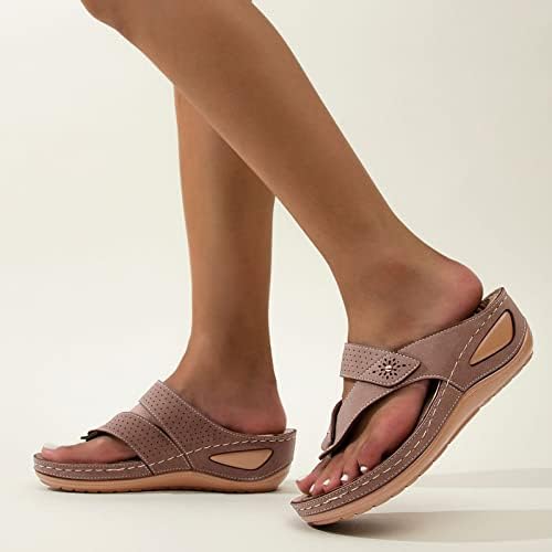 סנדלים רומאים של נשים גואנגיואן נעליים רומיות עם חוטיני אורטופדי עקב נמוך משקל קל משקל סנדל חיצוני נעלי בית הליכה