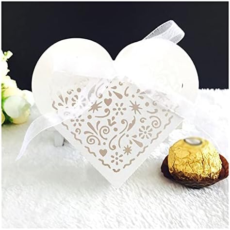 Cujux 100 יח 'אוהב לב חלול קופסאות ממתקים עגלה שקיות מתנה לטובת קופסה עם סרט חתונת סרט ציוד מסיבות למסיבות