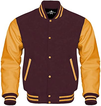 בייסבול varsity Bomber School Schoolman ז'קט שרוולי עור אמיתי גוף צמר ...