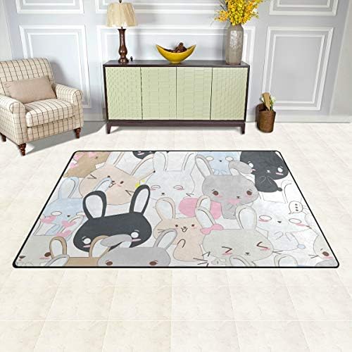 שטיח אזור לילדים באלזה, שטיח רצפת ארנב ארנב מצחיק מקסים