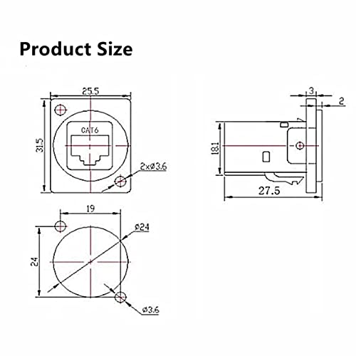 Penglin 10pack RJ45 שקע D-Type CAT6 CAT6 מחבר הר הרכבה, תעשייתי RJ45 עובר דרך מצמד אתרנט, CAT6/CAT5 נקבה לנקבה LAN מתאם ממשק רשת הרשת