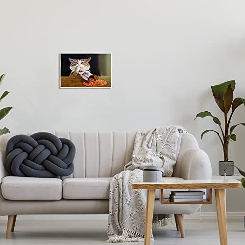 סטופל תעשיות נשפך את שעועית הומוריסטי חתול מטבח בעלי החיים ציור עץ קיר אמנות, עיצוב על ידי לוסיה הפרנן
