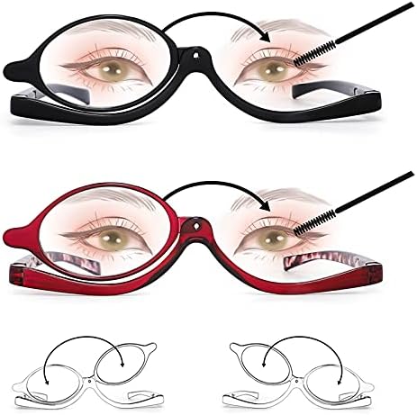 NSWD עיניים מייצרות גלאסה, מגדיל משקפי איפור עיניים, עדשה יחידה משקפיים מסתובבים נשים איפור איפור חיוני