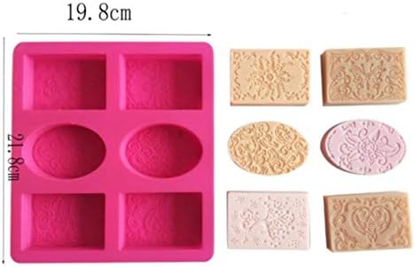 שש תבניות סבון סיליקון מלבני סיליקון מלבני, תבניות סבון דפוסיות חדשות, תבניות סבון בעבודת יד ביתי