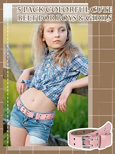 5 יחידות בנות זוגי לולאות חגורות עם חורים ילדים עור מפוצל מותניים חגורות ילדים חגורת עבור 6-12 שנה ילדה ילד ג ' ינס מכנסיים