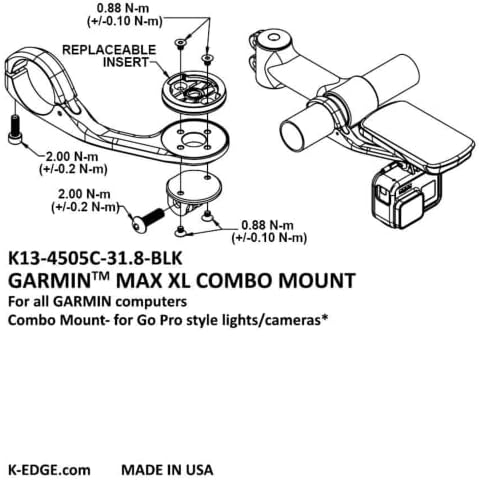 K-edge garmin max xl Combo Mount, 31.8 ממ
