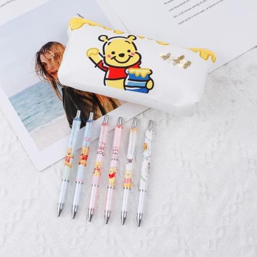 עפרונות מכניים של G-Ahora Poobe עם מארז עיפרון, נייר מכתבים של וויני דוב 0.5 ממ עיפרון מכני, עטים אוטומטיים לציוד משרדי כתיבת טיוטת רישום