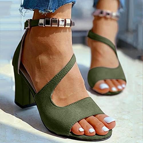 סנדלי טריז של Aayomet לנשים, עקבי נשים סנדלי רצועת קרסול בוהן פתוחים נעלי קיץ מזדמנים בעלות עקביות