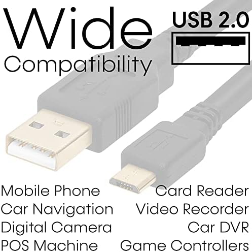 CMPLE - כבל USB מיקרו 10ft זכר למיקרו USB טעינה כבלים טעינה נתונים סנכרון USB לכבל USB לטלפון אנדרואיד, מחשב נייד, מחשב, טאבלט, GPS לרכב, בנק חשמל - שחור
